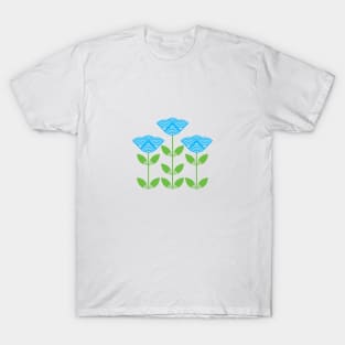 Three Japanese style blue flowers T-Shirt